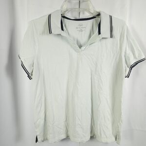 T by Talbots Womens‎ XLp Petite White UPF 50 Protection Polo shirt Golf Tennis